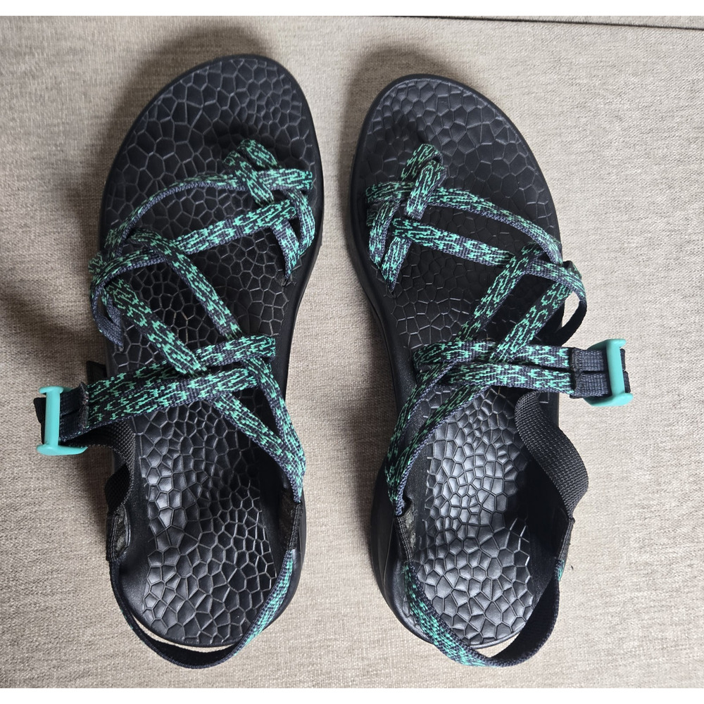 Chaco Women’s Hiking Sandals Black Teal Toe Loop Adjustable Straps Outdoor S 10 - Picture 2 of 13